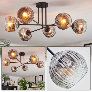 Ripoll Plafonnier, Boule lumineuse Chrome, Clair, Fumé, 6 lumières