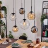 Gastor Suspension, Boule lumineuse, Suspension Ambre, Chrome, Clair, Fumé, 6 lumières