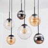 Gastor Suspension, Boule lumineuse, Suspension Ambre, Chrome, Clair, Fumé, 6 lumières