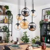 Gastor Suspension, Boule lumineuse, Suspension Ambre, Chrome, Clair, Fumé, 6 lumières
