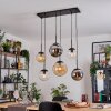 Gastor Suspension, Boule lumineuse, Suspension Ambre, Chrome, Clair, Fumé, 6 lumières