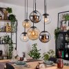 Gastor Suspension, Boule lumineuse, Suspension Ambre, Chrome, Clair, Fumé, 6 lumières