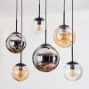 Gastor Suspension, Boule lumineuse, Suspension Ambre, Chrome, Clair, Fumé, 6 lumières