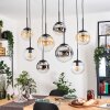 Gastor Suspension, Boule lumineuse, Suspension Ambre, Chrome, Clair, Fumé, 8 lumières