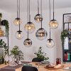 Gastor Suspension, Boule lumineuse, Suspension Ambre, Chrome, Clair, Fumé, 8 lumières