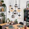Gastor Suspension, Boule lumineuse, Suspension Ambre, Chrome, Clair, Fumé, 8 lumières