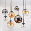 Gastor Suspension, Boule lumineuse, Suspension Ambre, Chrome, Clair, Fumé, 8 lumières