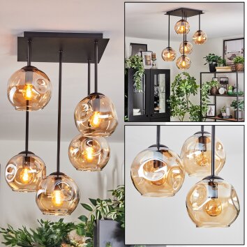 Ripoll Plafonnier, Boule lumineuse Ambre, 5 lumières