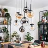 Gastor Suspension, Boule lumineuse, Suspension Ambre, Chrome, Clair, Fumé, 8 lumières