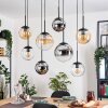 Gastor Suspension, Boule lumineuse, Suspension Ambre, Chrome, Clair, Fumé, 8 lumières