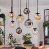 Gastor Suspension, Boule lumineuse, Suspension Ambre, Chrome, Clair, Fumé, 8 lumières