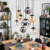 Gastor Suspension, Boule lumineuse, Suspension Ambre, Chrome, Clair, Fumé, 8 lumières