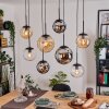 Gastor Suspension, Boule lumineuse, Suspension Ambre, Chrome, Clair, Fumé, 8 lumières