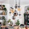 Gastor Suspension, Boule lumineuse, Suspension Ambre, Chrome, Clair, Fumé, 8 lumières
