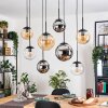 Gastor Suspension, Boule lumineuse, Suspension Ambre, Chrome, Clair, Fumé, 8 lumières