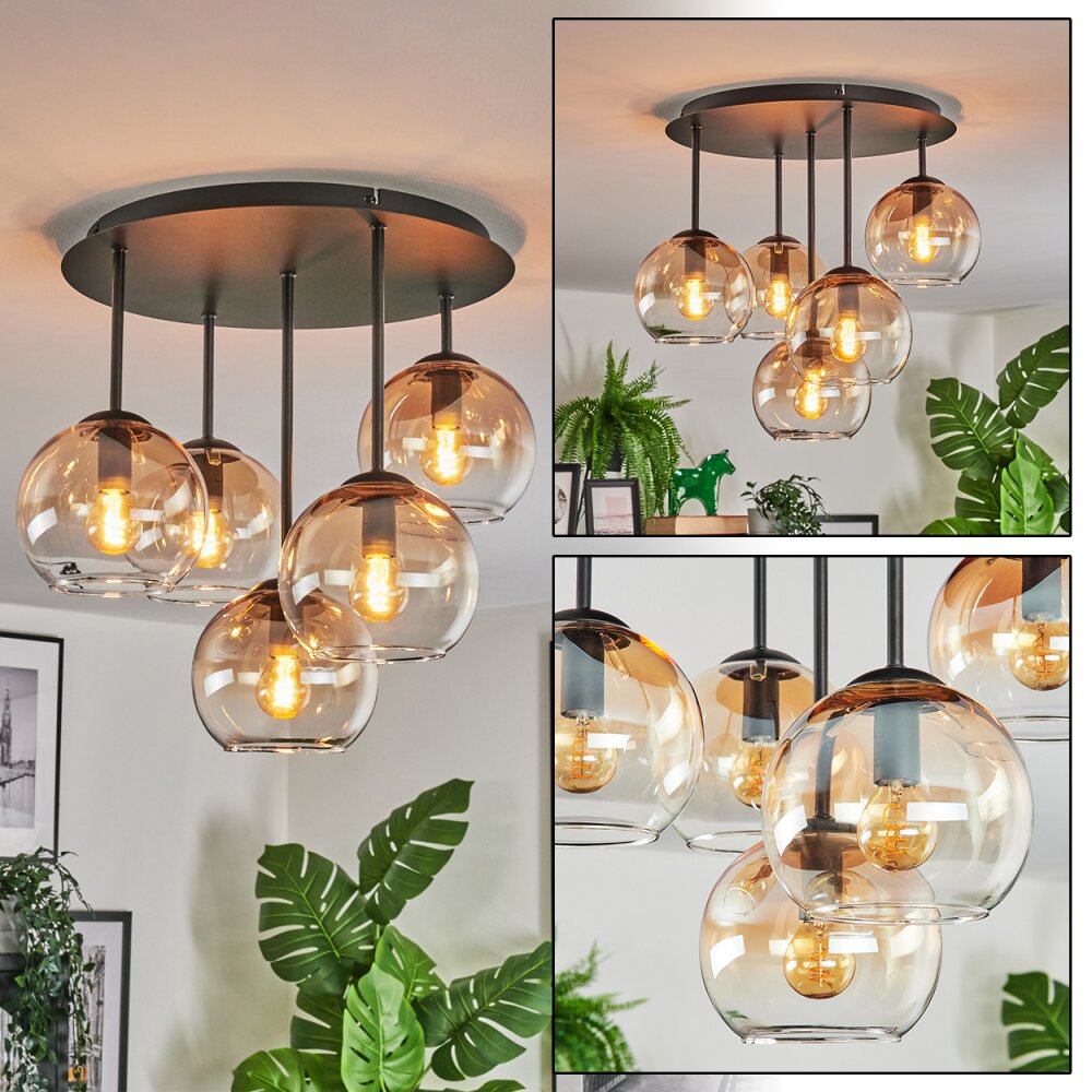 Koyoto Plafonnier, Boule lumineuse 45 cm Ambre, Clair, 5 lumières main product photo