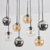 Koyoto Suspension, Boule lumineuse, Suspension Ambre, Chrome, Clair, Fumé, 8 lumières