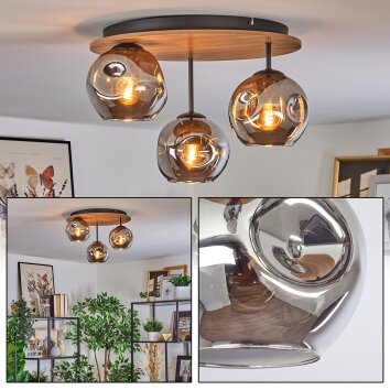 Ripoll Plafonnier, Boule lumineuse Écru, Noir, 3 lumières