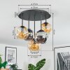 Ripoll Plafonnier, Boule lumineuse Ambre, Fumé, 5 lumières