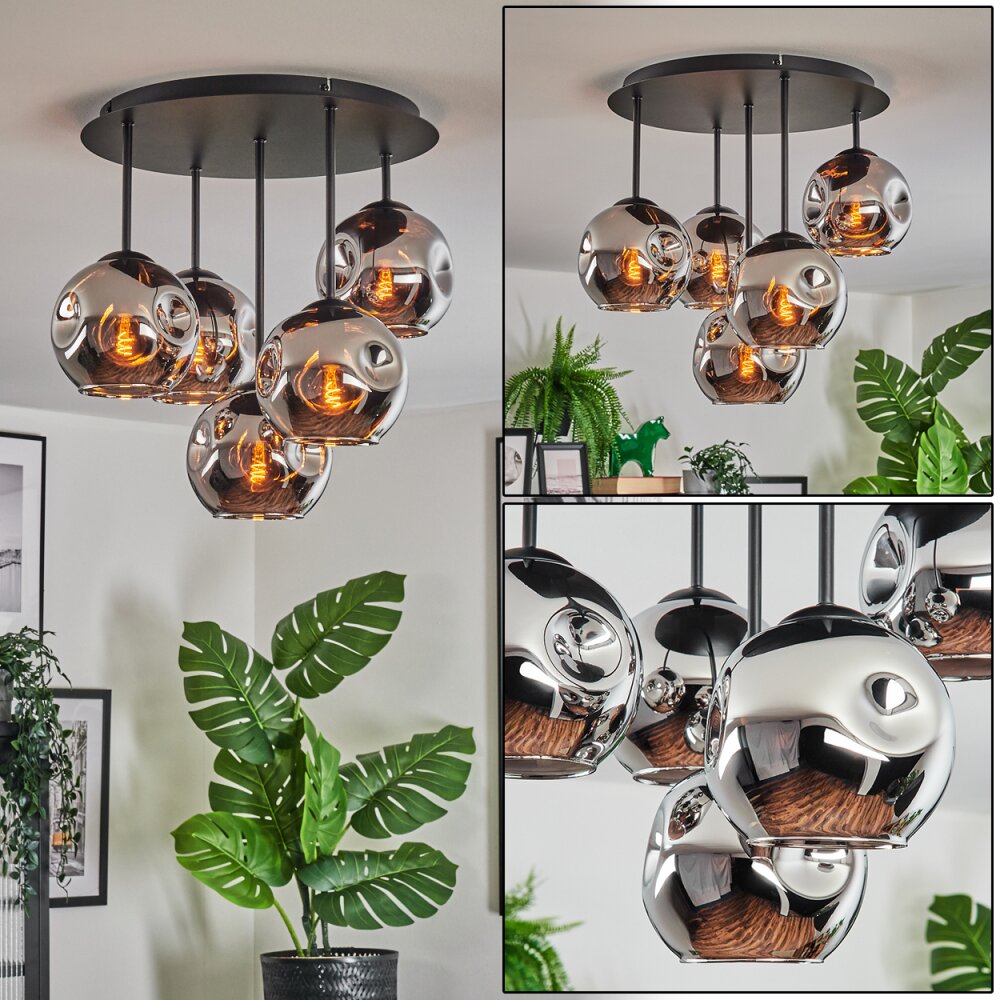 Ripoll Plafonnier, Boule lumineuse Chrome, Fumé, 5 lumières main product photo