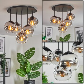 Ripoll Plafonnier, Boule lumineuse Chrome, Clair, Fumé, 5 lumières