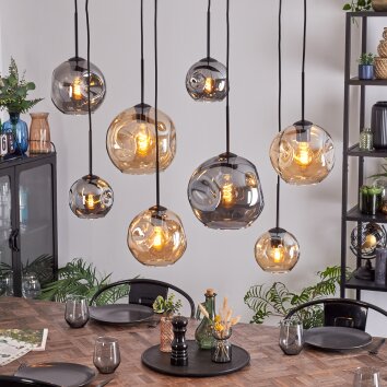 Ripoll Suspension, Boule lumineuse, Suspension Ambre, Fumé, 8 lumières Ripoll Suspension, Boule lumineuse, Suspension Ambre, Fumé, 8 lumières