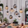 Gastor Suspension, Boule lumineuse, Suspension Ambre, Chrome, Clair, Fumé, 8 lumières