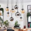 Gastor Suspension, Boule lumineuse, Suspension Ambre, Chrome, Clair, Fumé, 8 lumières