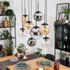 Gastor Suspension, Boule lumineuse, Suspension Ambre, Chrome, Clair, Fumé, 8 lumières