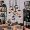 Gastor Suspension, Boule lumineuse, Suspension Ambre, Chrome, Clair, Fumé, 8 lumières
