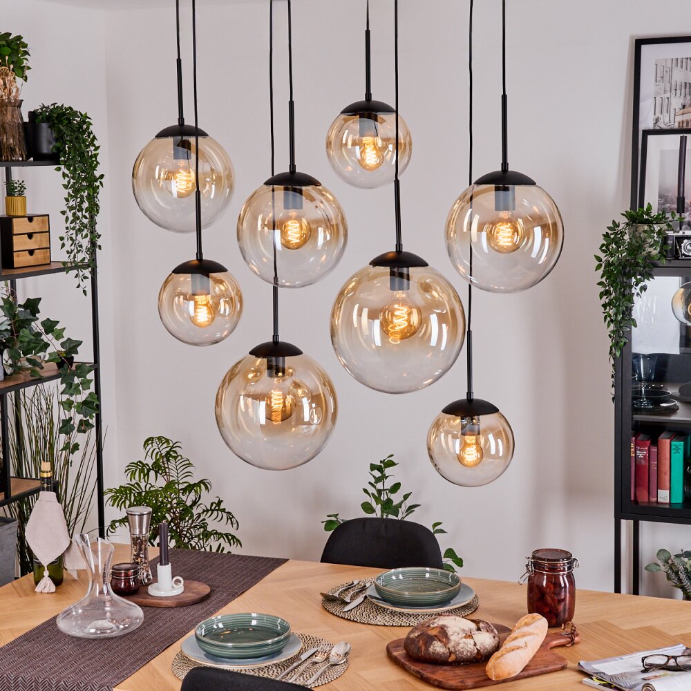 Gastor Suspension, Boule lumineuse, Suspension Ambre, Clair, 8 lumières main product photo