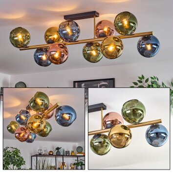 Koyoto Plafonnier, Boule lumineuse Or, Noir, 10 lumières