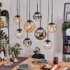 Gastor Suspension, Boule lumineuse, Suspension Ambre, Chrome, Clair, Fumé, 8 lumières