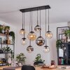 Gastor Suspension, Boule lumineuse, Suspension Ambre, Chrome, Clair, Fumé, 8 lumières