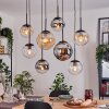 Gastor Suspension, Boule lumineuse, Suspension Ambre, Chrome, Clair, Fumé, 8 lumières