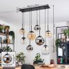 Gastor Suspension, Boule lumineuse, Suspension Ambre, Chrome, Clair, Fumé, 8 lumières