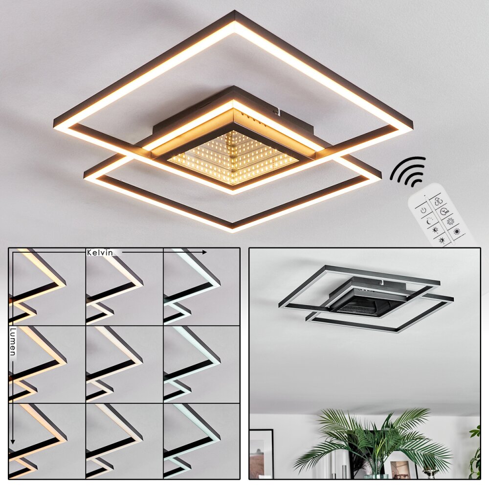 Manor Plafonnier LED Noir, 1 lumière, Télécommandes main product photo