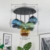 Koyoto Plafonnier, Boule lumineuse 45 cm Bleu, Or, Vert, 5 lumières