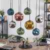 Ripoll Suspension, Boule lumineuse, Suspension Bleu, Chrome, Or, Vert, Cuivré, Fumé, 8 lumières
