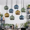 Koyoto Suspension, Boule lumineuse, Suspension Bleu, Or, Vert, 8 lumières