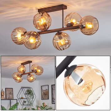 Koyoto Plafonnier, Boule lumineuse Ambre, 6 lumières
