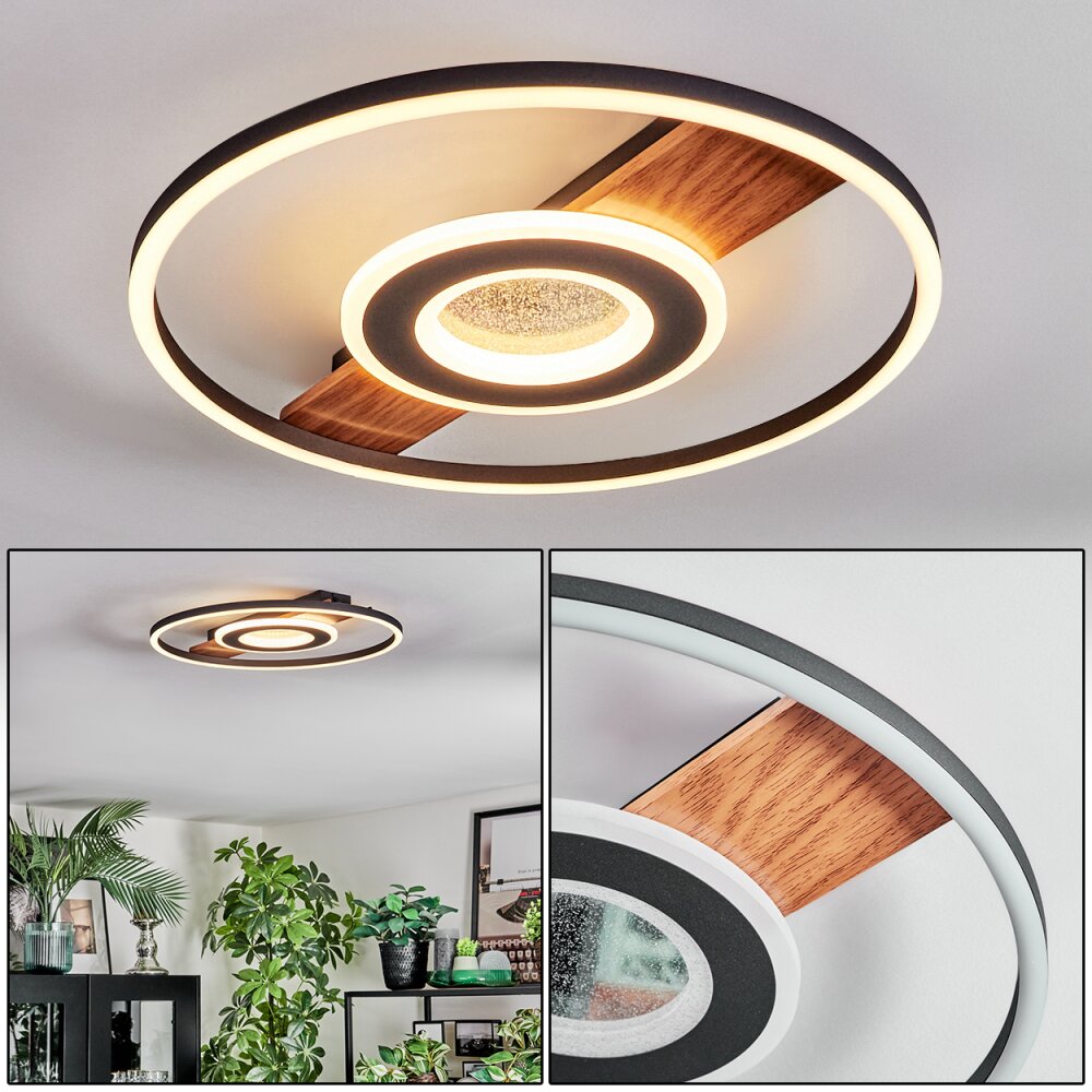 Hadel Plafonnier LED Couleur bois, Noir, 1 lumière main product photo