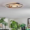 Hadel Plafonnier LED Couleur bois, Noir, 1 lumière