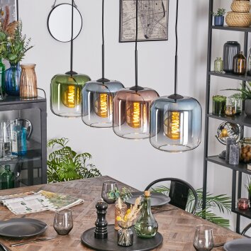 Lauden Suspension, Suspension Bleu, Vert, Clair, Cuivré, 4 lumières Lauden Suspension, Suspension Bleu, Vert, Clair, Cuivré, 4 lumières