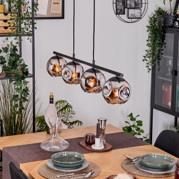 Ripoll Suspension, Boule lumineuse, Suspension Chrome, Fumé, 4 lumières