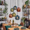 Ripoll Suspension, Boule lumineuse, Suspension Bleu, Vert, Cuivré, 6 lumières