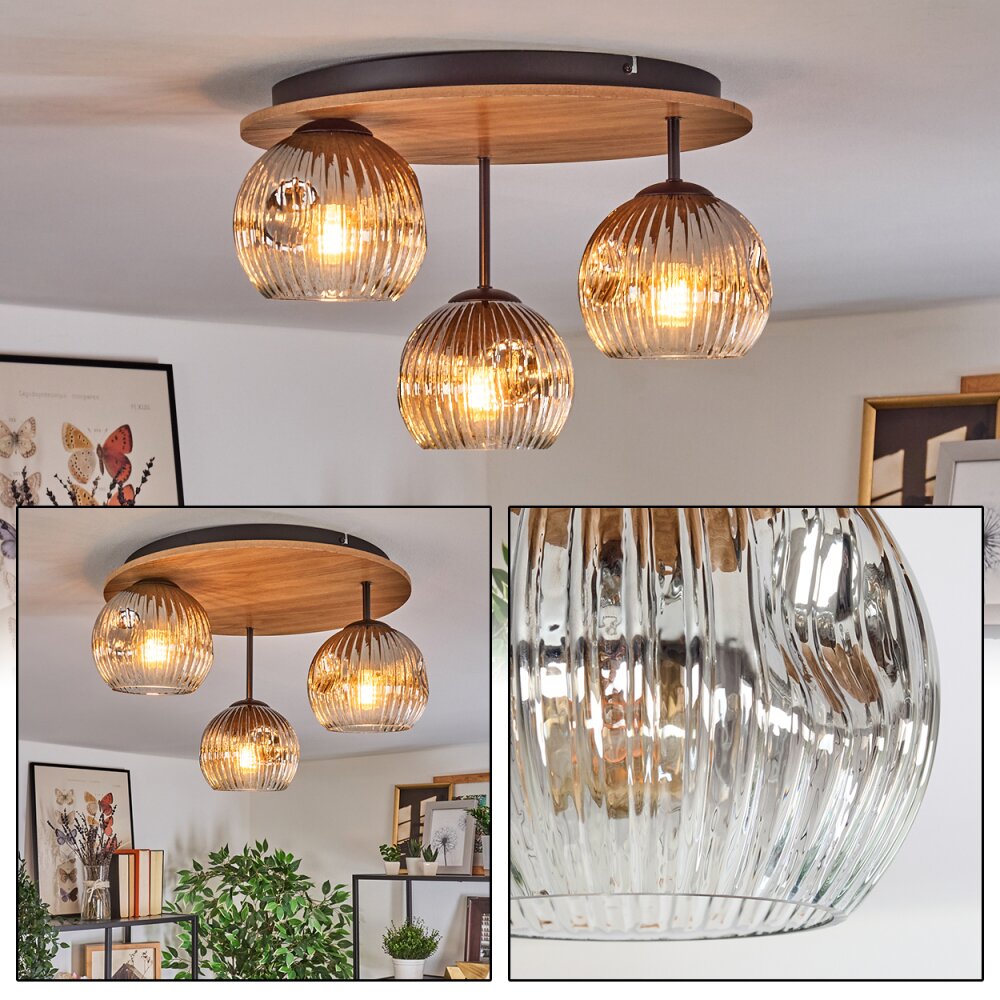 Ripoll Plafonnier, Boule lumineuse Écru, Noir, 3 lumières main product photo