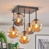Gastor Plafonnier, Boule lumineuse Ambre, Fumé, 5 lumières