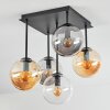 Gastor Plafonnier, Boule lumineuse Ambre, Clair, Fumé, 5 lumières