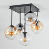 Gastor Plafonnier, Boule lumineuse Ambre, Clair, Fumé, 5 lumières